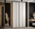 Šatníková skriňa s posuvnými dverami DAVOS 6, 140x235x45 cm DUB Artisan / biela / strieborné pojazdy